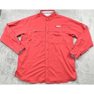 Columbia PFG Shirt Men's Large Orange/Peach Fishing Outdoor Vented‎ Camping